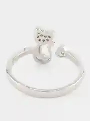 Серебряный кольцо Кошка с кристаллами безразмерное/ открытое кольцо