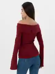 Бордовый лонгслив с открытыми плечами, теплый, кофта женская