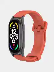 Оранжевый ремешок для Xiaomi mi band 3, 4, 5, 6, фирменный силиконовый, с металлической капсулой