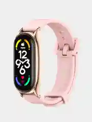 Розовый ремешок для Xiaomi mi band 3, 4, 5, 6, фирменный силиконовый, с металлической капсулой