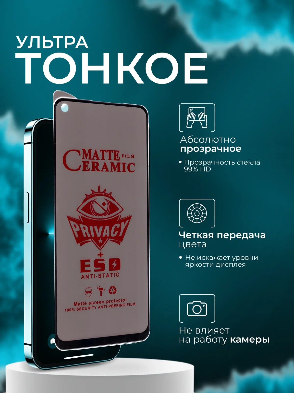 Керамическая пленка антишпион для Realme 11 ( Реалми 11 ), матовая