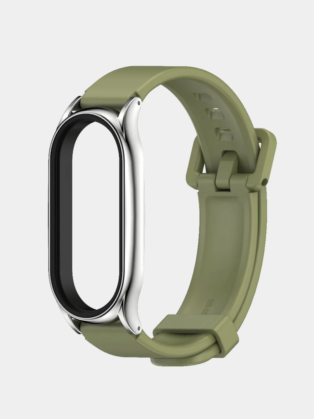 Хаки ремешок для Xiaomi mi band 3, 4, 5, 6, фирменный силиконовый, с металлической капсулой