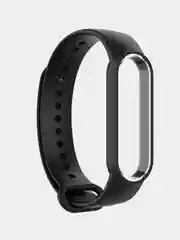 Черный ремешок для Xiaomi Mi Band 5 / 6 / 7 (Сяоми ми банд) силиконовый фитнес браслет