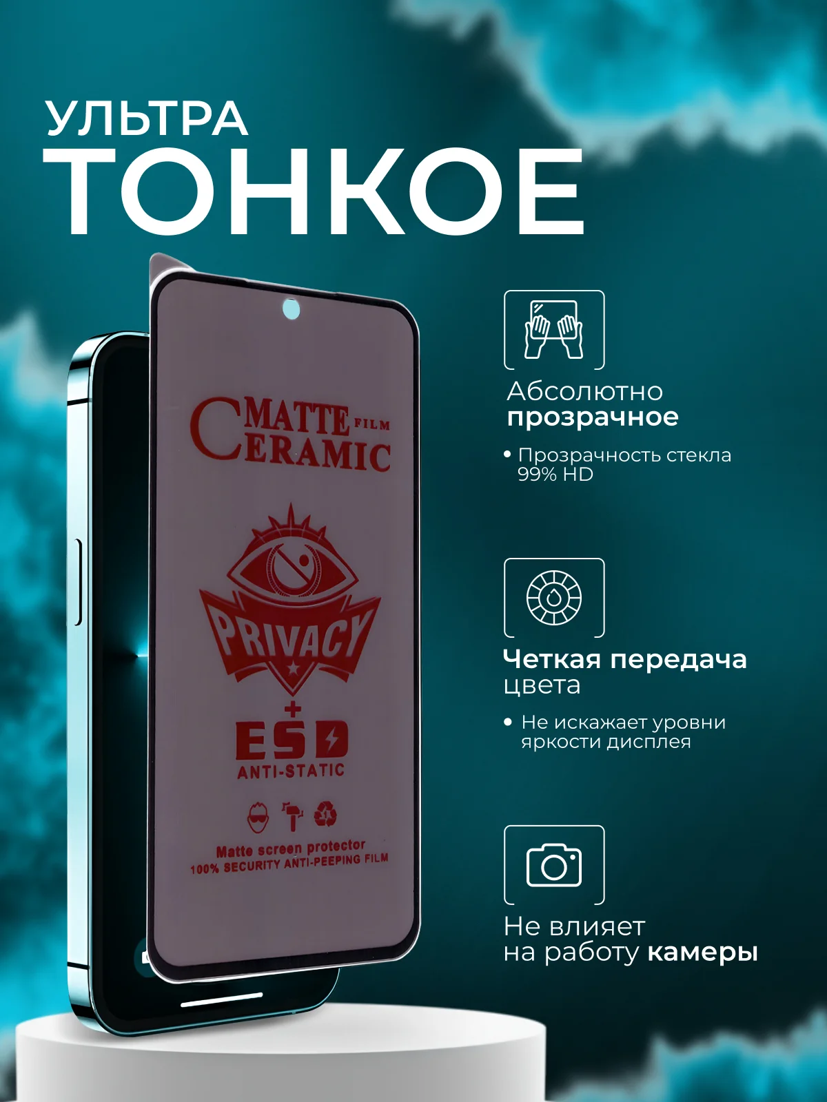 Керамическая пленка антишпион для Samsung A54 / S23 FE (Самсунг А54 С23 Фе), матовая