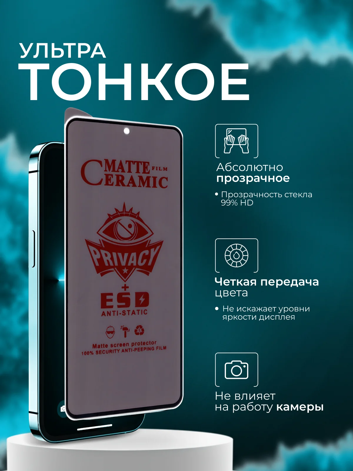 Керамическая пленка антишпион для Realme 12 4G (Реалми 12) Poco M6 Pro 4G ( Поко м6 про )