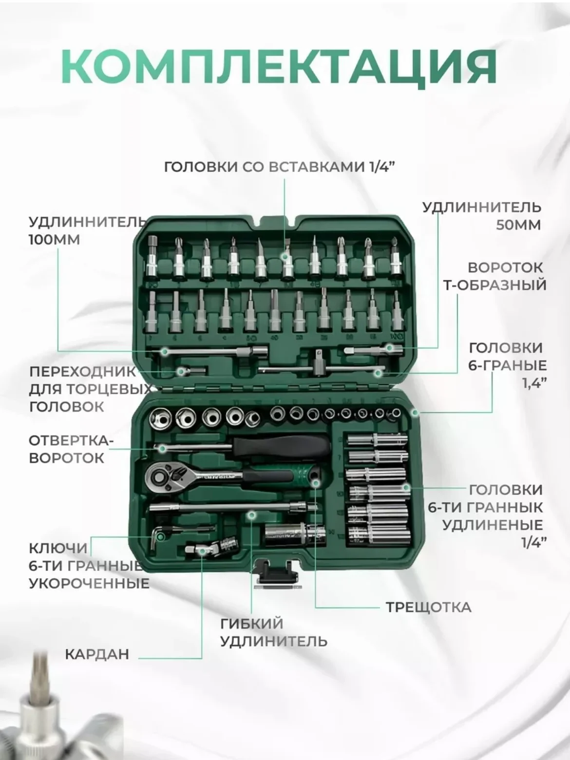 Лайм набор инструментов, набор торцевых ключей в кейсе, 46-152 предметов