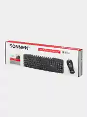 Клавиатура и мышка для компьютера Sonnen, 513854, мембранная проводная, USB, набор для ПК