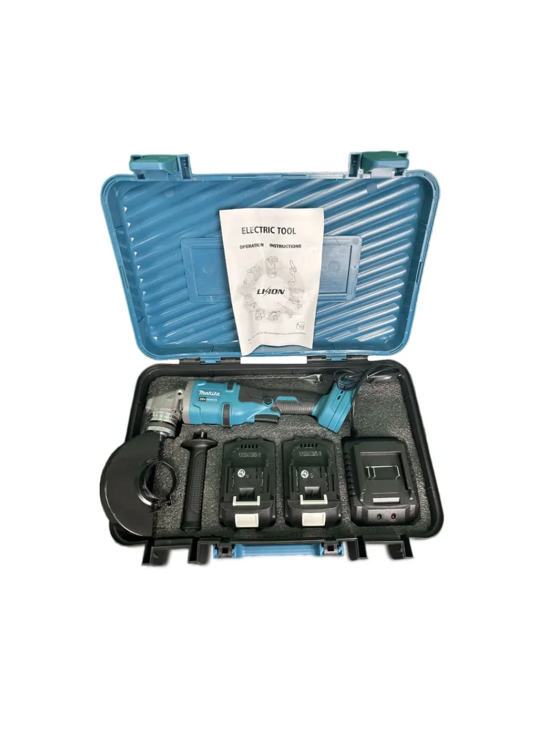 Черный болгарка УШМ аккумуляторная Makita 26V, бесщеточная, 125мм