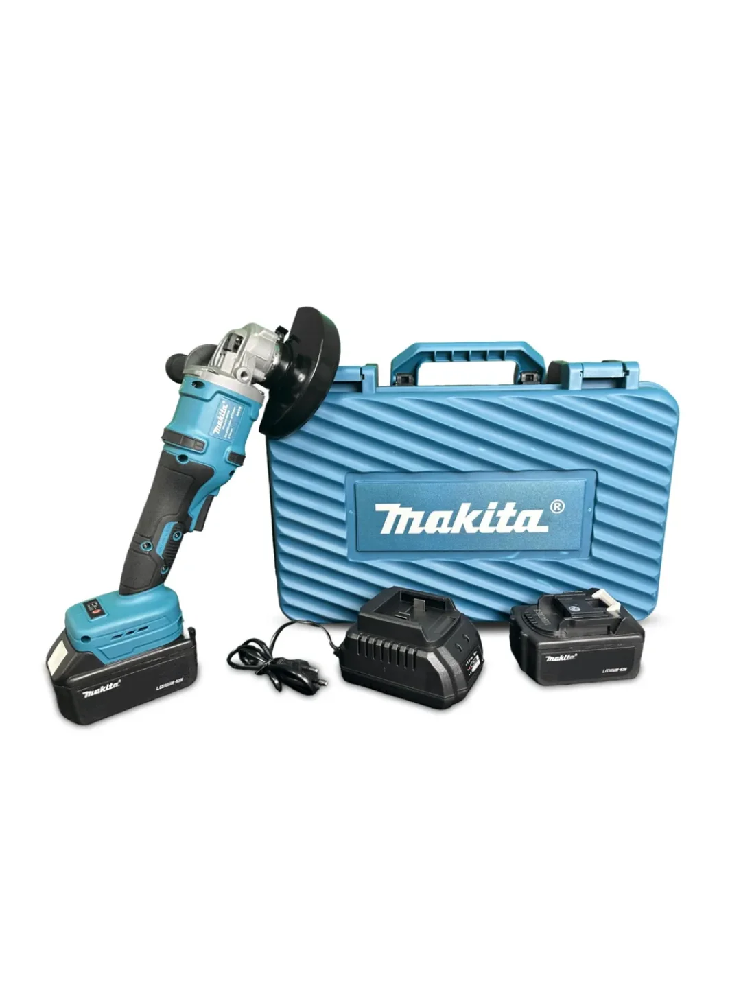 Черный болгарка УШМ аккумуляторная Makita 26V, бесщеточная, 125мм