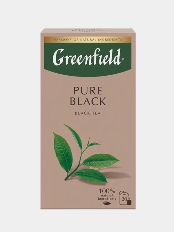 Чай Greenfield Pure Black, в пакетиках, чёрный, 20 пакетиков