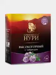 Чай в пакетиках черный Принцесса НУРИ, высокогорный, с чабрецом, 100 пакетиков по 1,8 г