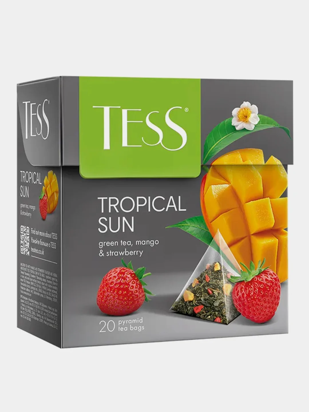 Чай Tess Tropical Sun, в пирамидках, зелёный, 20 пакетиков по 1,8 г