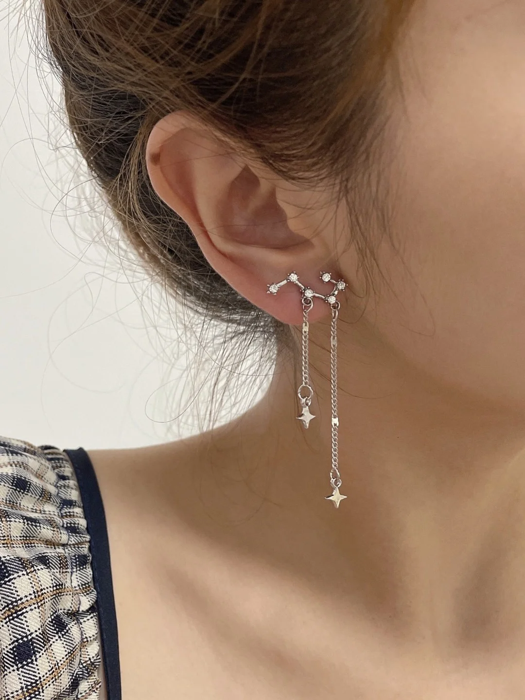 Серебряный серьги женские ассиметричные