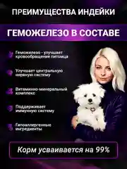 Сухой корм для собак мелких пород с индейкой, 3 кг+1 кг в подарок