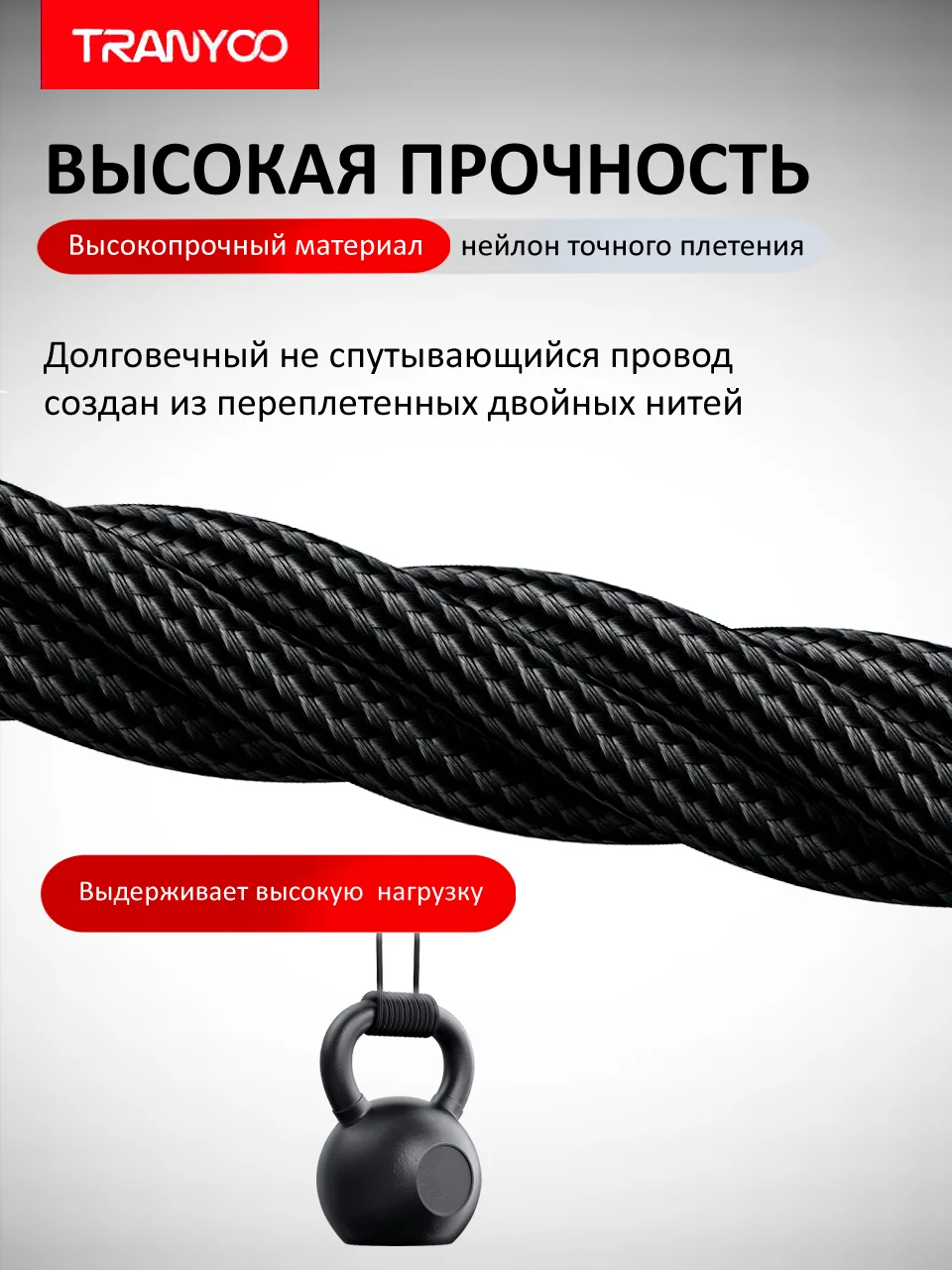 Серый меланж зарядный кабель для Apple и Android, с функцией Fast Charge 20W / 36W / 65W / 100W
