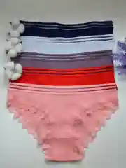 Трусы женские, набор, слипы, в рубчик, с кружевом