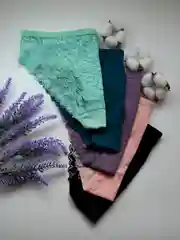 Красный трусы женские кружевные в рубчик набор, 5 шт