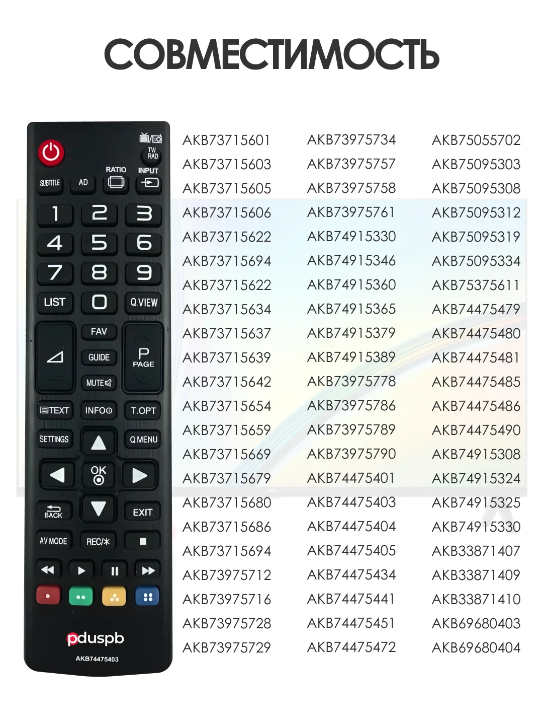 Универсальный пульт ду для телевизора LG. Подходит для всех ЖК (LCD, LED TV)
