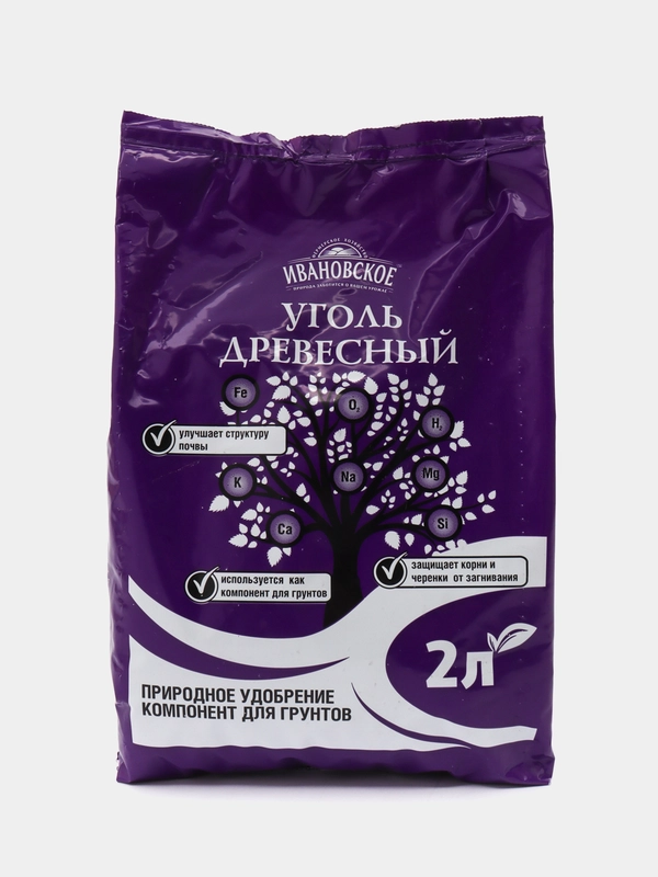 Природное удобрение, компонент для грунтов УГОЛЬ ДРЕВЕСНЫЙ 2 л