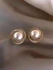 Золотистый хаки серьги женские с жемчугом