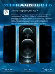Черный защитное стекло приватное для Xiaomi Poco M6 (Поко М6) антишпион