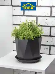 Угольный кашпо / горшок для цветов с поддоном IDEA "Призма"