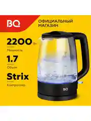 Черный чайник электрический BQ KT1839G Черный / Стеклянный / 1.7 л 2200 Вт
