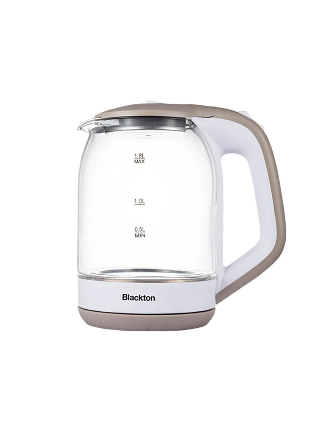 Белый чайник электрический Blackton Bt KT1823G Бело-бежевый / Стеклянный / 1.8 л 1500 Вт