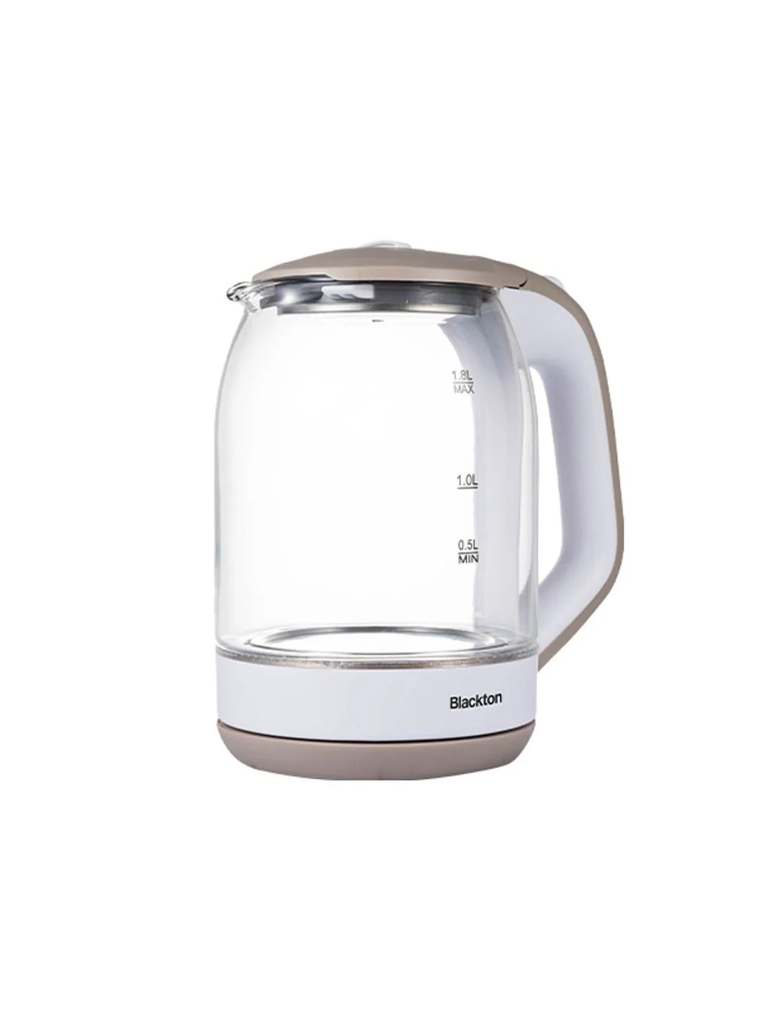Белый чайник электрический Blackton Bt KT1823G Бело-бежевый / Стеклянный / 1.8 л 1500 Вт