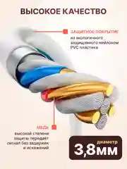 Белый кабель 6А type-c usb для быстрой зарядки на андройд и передачи данных