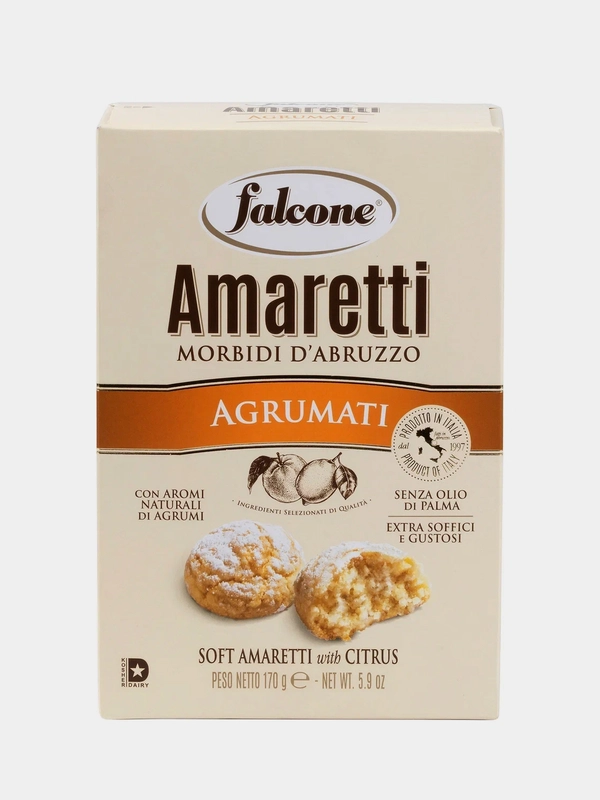 Печенье Falcone Амаретти, сдобное, с ароматом цитрусовых, 170 г