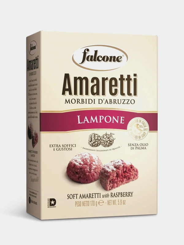 Печенье Falcone Amaretti, сахарное, со вкусом малины, 170 г