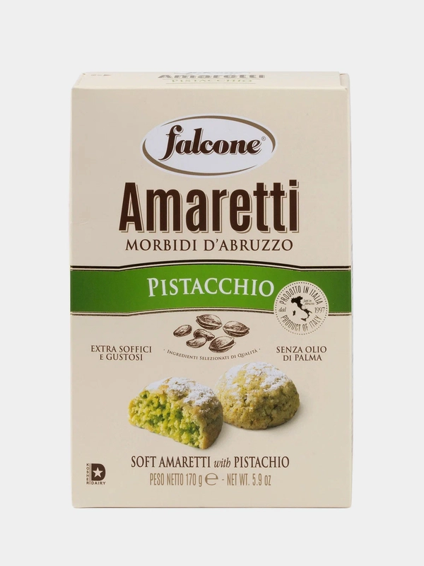 Печенье Falcone Амаретти, сдобное, мягкие, с фисташками, 170 г