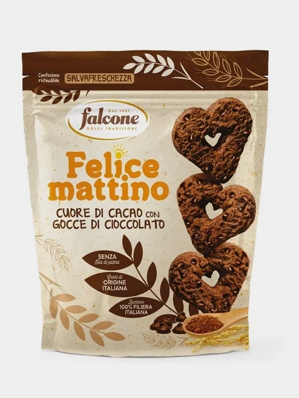 Печенье Falcone, сдобное с какао и шоколадной крошкой, 500 г