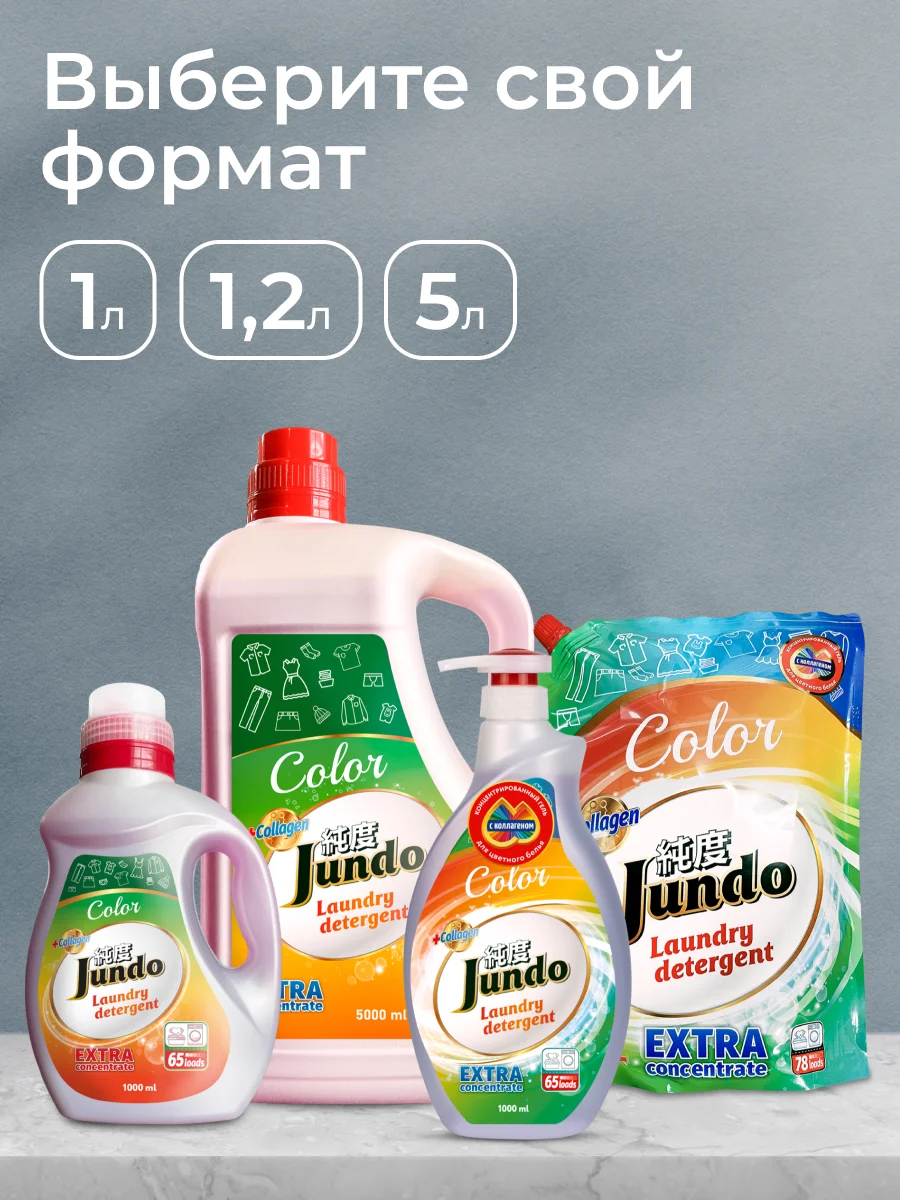 Концентрированный гель для стирки Цветного белья Jundo Color 1 л