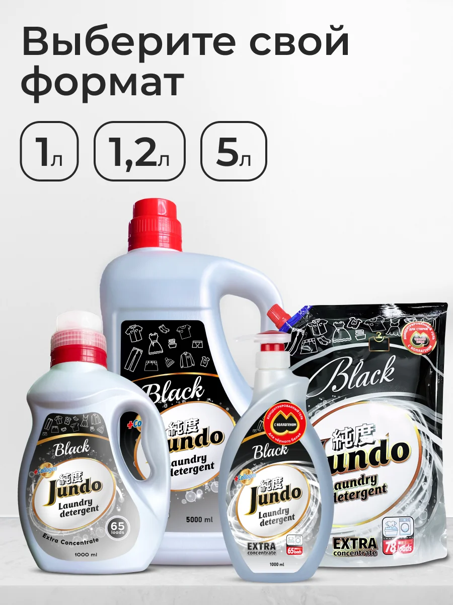 Концентрированный гель для стирки черного белья Jundo Black, 1 л