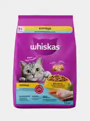 Сухой корм WHISKAS, для стерилизованных кошек, с курицей и вкусными подушечками, 1.3 кг