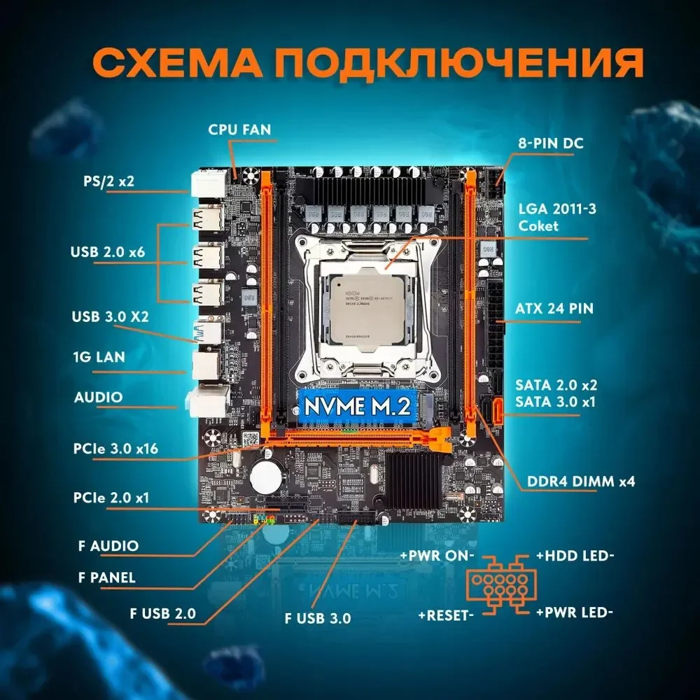X99 Материнская плата + E5 2670 V3 (12 ядер/24 потока) 2,3 ГГц + DDR4 32GB