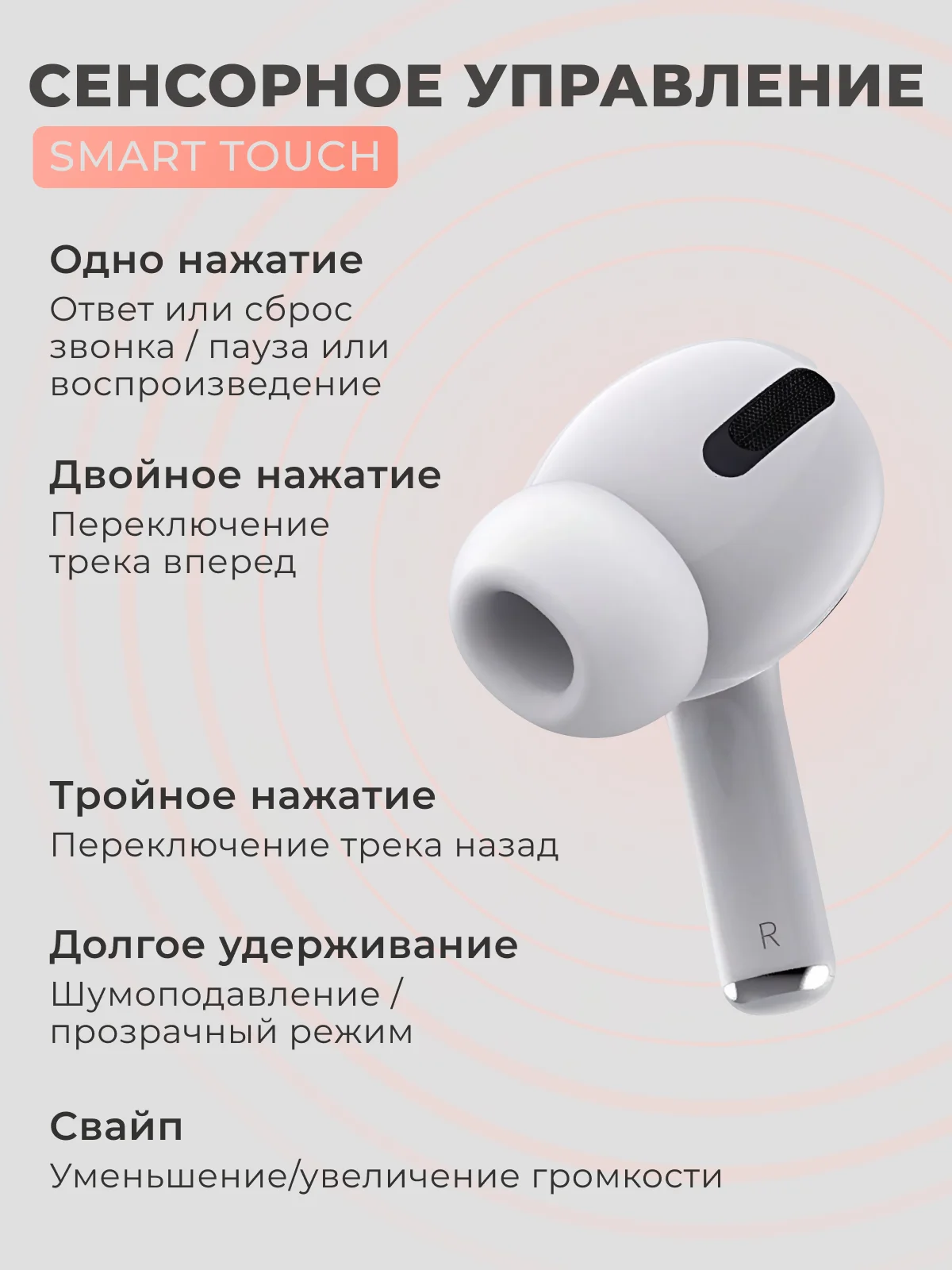 Беспроводные наушники Pods Pro2, с шумоподавлением, Bluetooth, сенсорные, с микрофоном