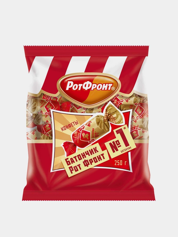 Конфеты Рот Фронт "Батончики", с пралине и хрустящими вафлями, 250 г