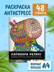 Разноцветный раскраска детская большая 24х30 см 48 стр. аниме/капибара/синий трактор. Проф-Пресс