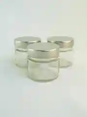 Серебряный банка стеклянная с крышкой 3 шт. для меда, варенья, чая,специй и др. c наклейками, 100 мл
