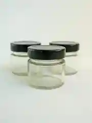 Черный банка стеклянная с крышкой 3 шт. для меда, варенья, чая,специй и др. c наклейками, 100 мл