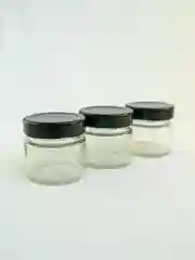 Черный банка стеклянная с крышкой 3 шт. для меда, варенья, чая,специй и др. c наклейками, 100 мл