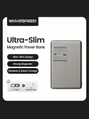 Серый беспроводной внешний аккумулятор MOVESPEED S05, 15W, 5000 / 10000 mAh (Magsafe Magnetic)