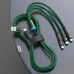 Черный usb кабель для зарядки iPhone, Type-C и micro-USB / шнур Айфон и Андроид универсальный
