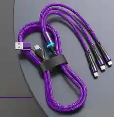 Черный usb кабель для зарядки iPhone, Type-C и micro-USB / шнур Айфон и Андроид универсальный
