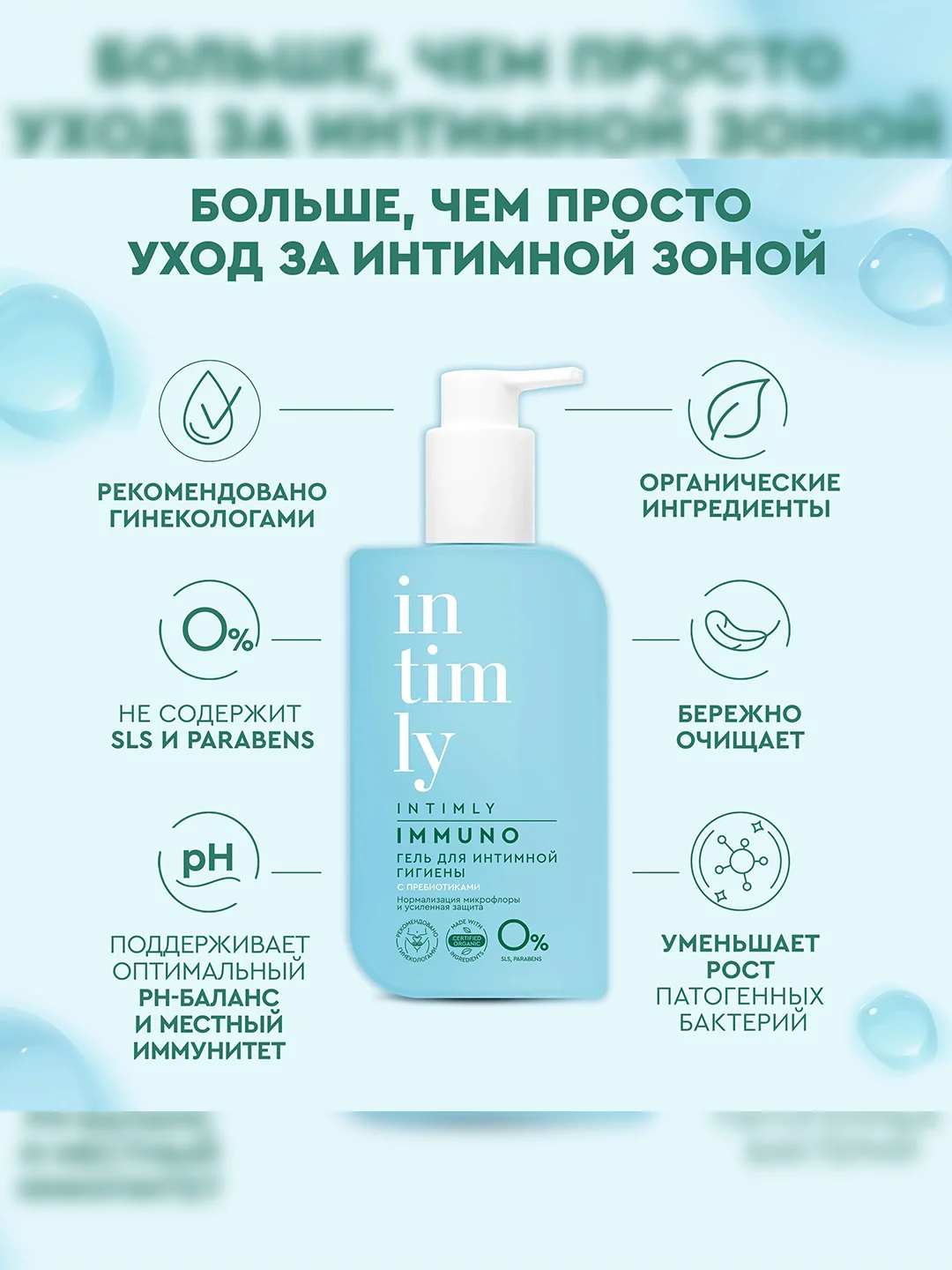 Гель для интимной гигиены INTIMLY Immuno, с пребиотиками, 220 мл