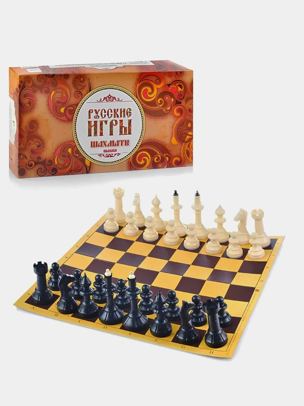 Шахматы пластиковые "Русские игры", доска из микрогофры