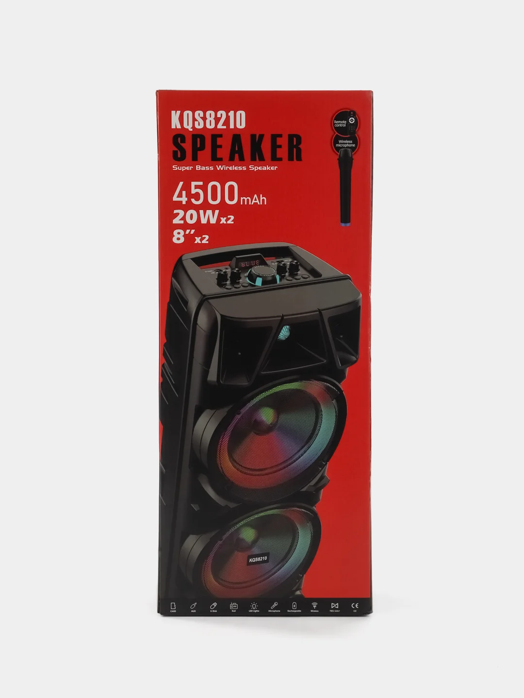 Колонка беспроводная KQS 8210, с беспроводным микрофоном для караоке